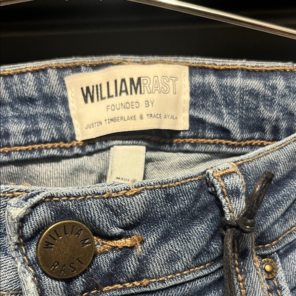 William Rast Blue Flare Jeans with Frayed Hem - Picture 2 of 11